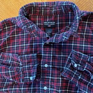 Men's Red and Black Plaid Shirt (Polo Jeans)